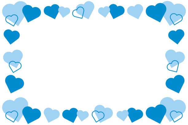 心形边框插画（蓝色）图片下载