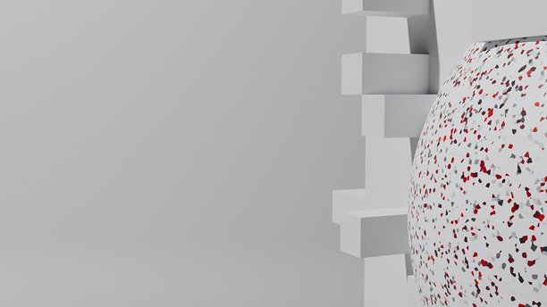 带有水磨石球体和抽象白色立方体的背景图片下载