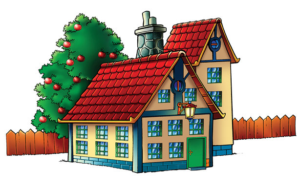 带有果树和栅栏的房屋图片下载