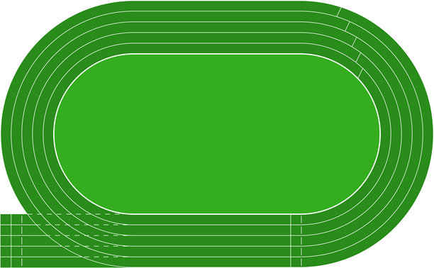 跑道田径场，带足球场。竞技场跑道的俯视图，带有线条和标记。体育场、赛道、竞技场和田径场或自行车场馆、体育比赛场地。矢量图。图片下载