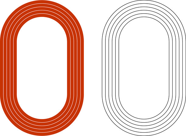 运动场跑道与足球场。体育场馆场地俯视图，包含线条和标记。体育场、跑道、运动场或自行车赛场，用于体育比赛的场地。矢量图。图片下载