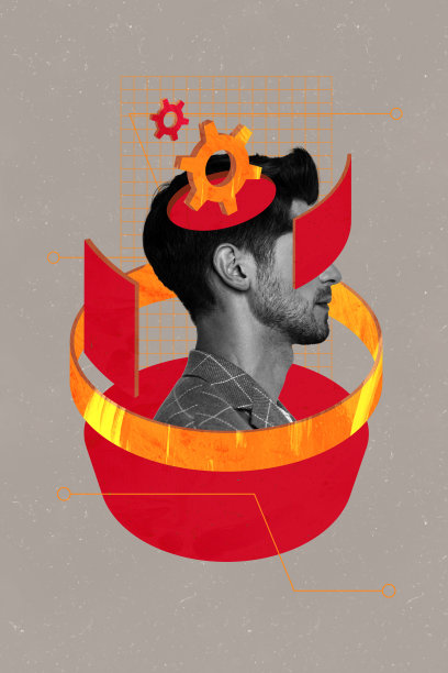 职业发展齿轮优化概念的商务人士照片拼贴竖幅宣传画图片下载