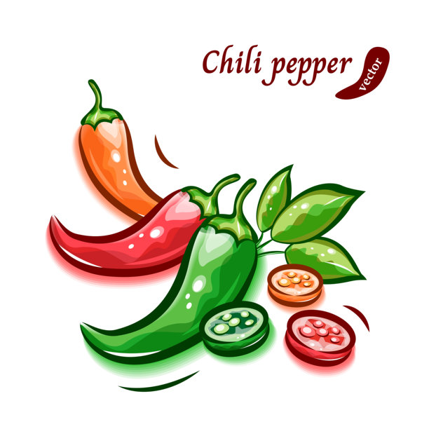 可爱的波普艺术风格辣椒插画 | 蔬菜矢量素材图片下载