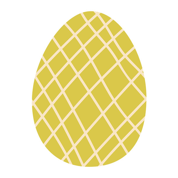 纯色背景上带有网格图案的创意黄色瓜形鸡蛋插画蛋图片下载
