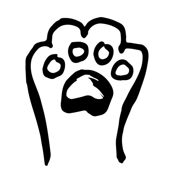 手绘可爱猫爪，猫、狗、动物、宠物、虎爪涂鸦风格插画，单个元素，适用于印刷、网络、设计、装饰、贺卡、儿童印花图片下载