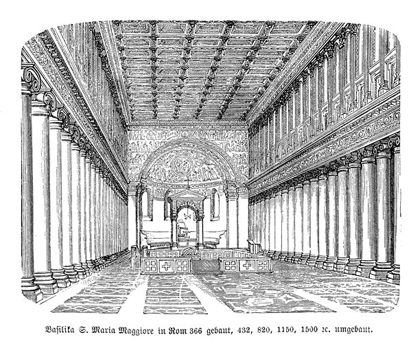 这张图片精美地展示了罗马四座主要宗座圣殿之一的圣母大殿内部。图片下载