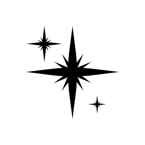 复古闪耀Y2K风格黑色图标，标志。复古星星、火花、闪耀、银河、星爆。海报、横幅、背景、贴纸、装饰设计的闪亮元素、形状。矢量插画。图片下载