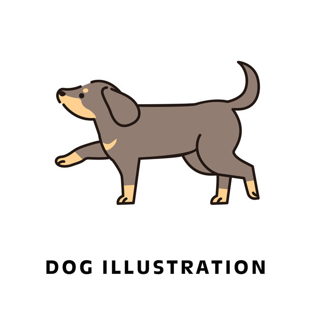 迷你腊肠犬图标插画_全身_侧视图图片下载