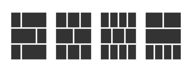 一套漫画页面模板。动漫漫画分格，孤立在白色背景上。漫画故事板网格。照片拼贴、杂志、海报或情绪板布局。矢量插画图片下载