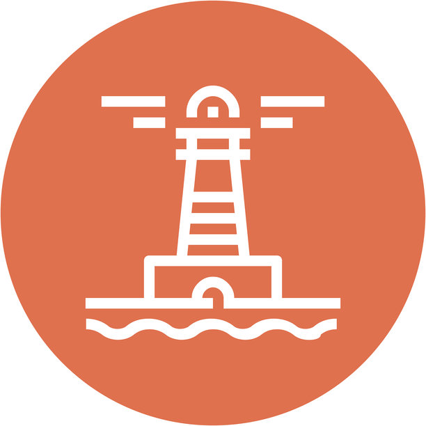 现代灯塔扁平化线条矢量插画图标设计理念。移动和网页图形图标。扁平化符号，Logo创意理念。简洁干净的扁平化象形图图片下载