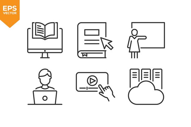 一组线条图标。轮廓图标合集素材插画图片下载