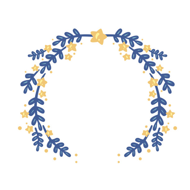 蓝色的蕨类植物和闪光星星花环插画，用于婚礼和圣诞节装饰。图片下载