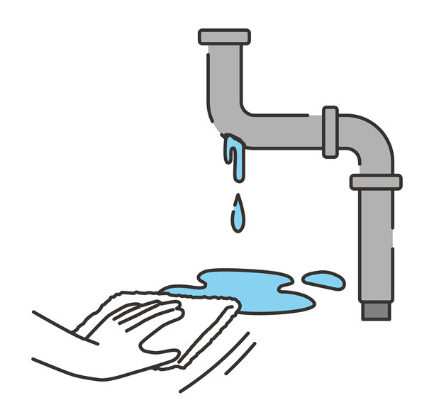 管道漏水擦拭——水管维护插画图片下载