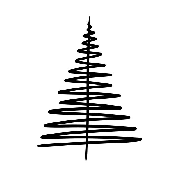 圣诞树矢量插画，手绘松树涂鸦。圣诞和新年符号。节日冬季设计和装饰的独特剪影图标。图片下载