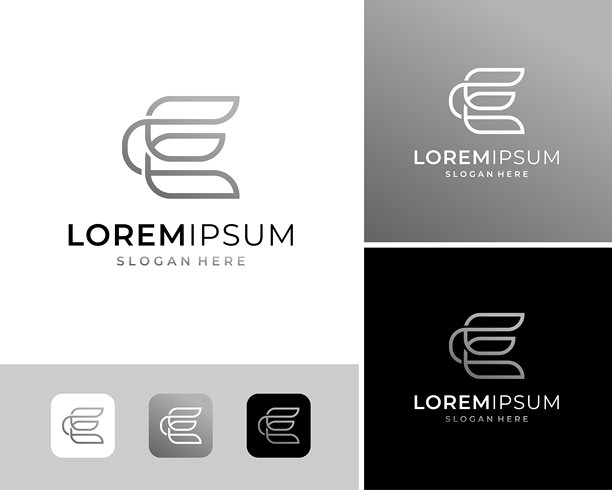 首字母E线条艺术奢华优雅的字母组合简约矢量设计插画图片下载