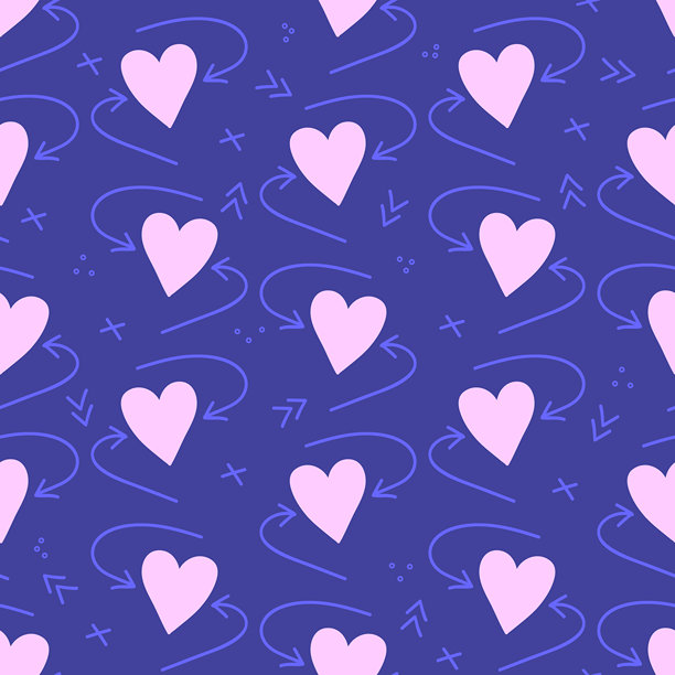 涂鸦心形无缝图案。适用于纺织品、壁纸、封面、表面的印花。复古风格。爱心图案图片下载