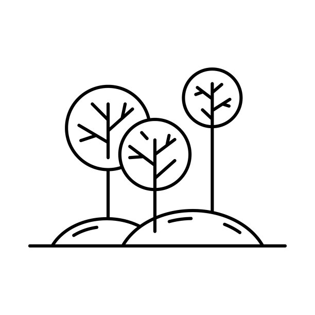 树形图标。黑色轮廓线性剪影。可编辑描边。正面和侧面视图。矢量简约扁平图形插画。孤立在白色背景上的对象。图片下载