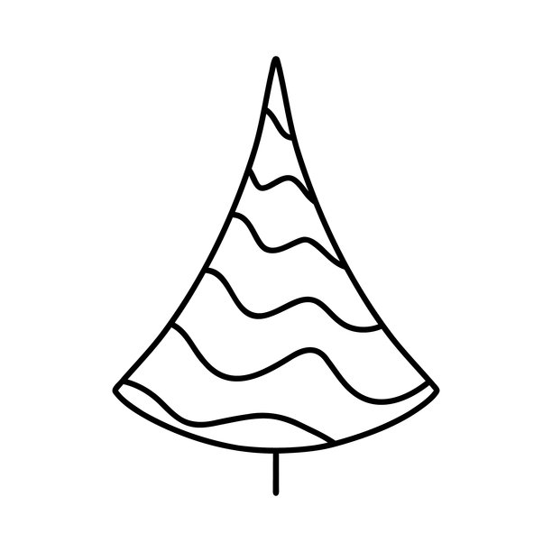 圣诞树矢量插画，手绘松树涂鸦。圣诞节和新年标志。节日冬季设计和装饰的独特剪影图标。图片下载