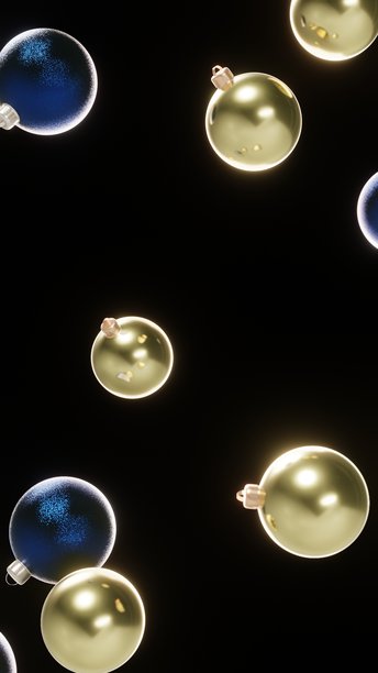 垂直3D圣诞树新年坠落装饰品金色海军蓝金属闪光闪亮节日假日冬季背景复制空间横幅奢华照片写实灯光闪烁散景框架图片下载