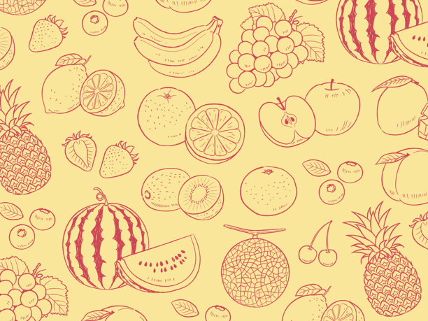 手绘水果背景素材_矢量插画图片下载