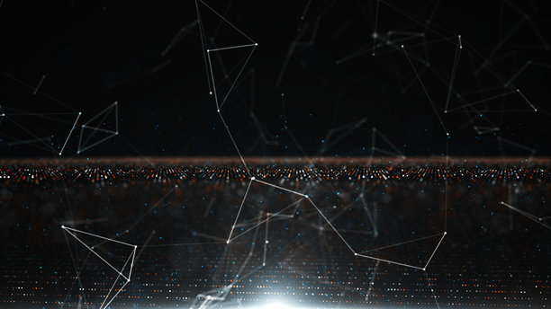 抽象的数字流粒子。网络连接背景。大数据可视化。科技背景。3D渲染。4K照片图片下载