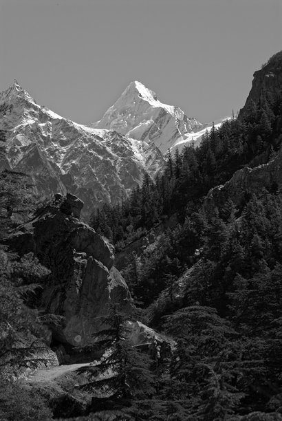 黑白照片，喜马拉雅雪山图片下载