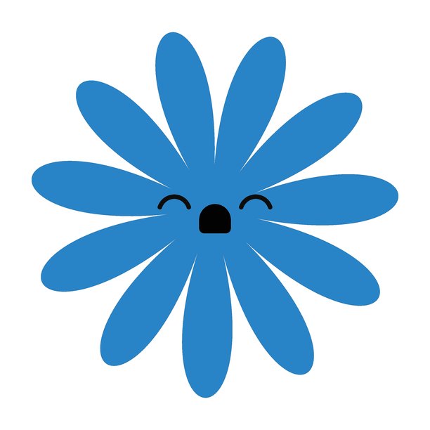 伤心的卡通花朵，表情丰富，含着泪珠。柔和色彩的扁平简约人物插画。图片下载