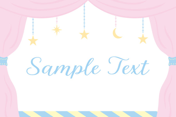 梦幻可爱的舞台幕布边框插画（柔和色彩）图片下载