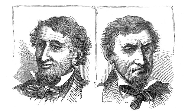 古董插画 - 一位面带喜悦和悲伤表情的男士肖像图片下载