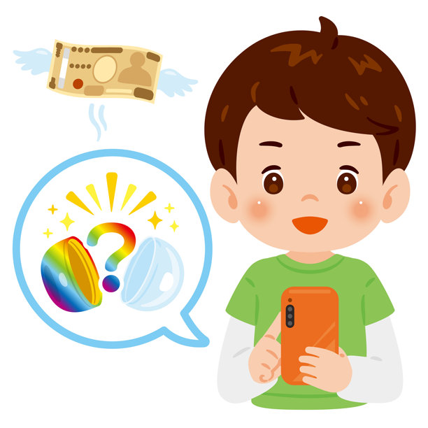 男孩玩手机抽卡游戏——上半身插画图片下载