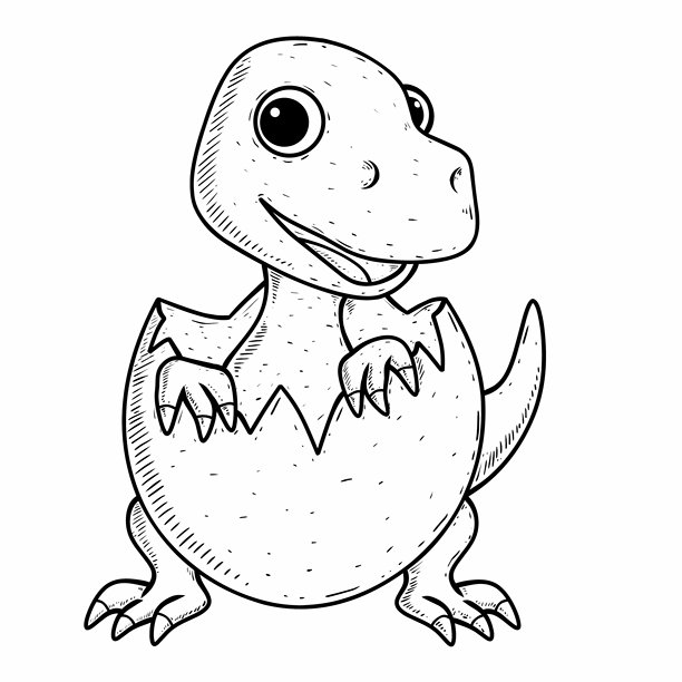 可爱的恐龙宝宝插画图片下载