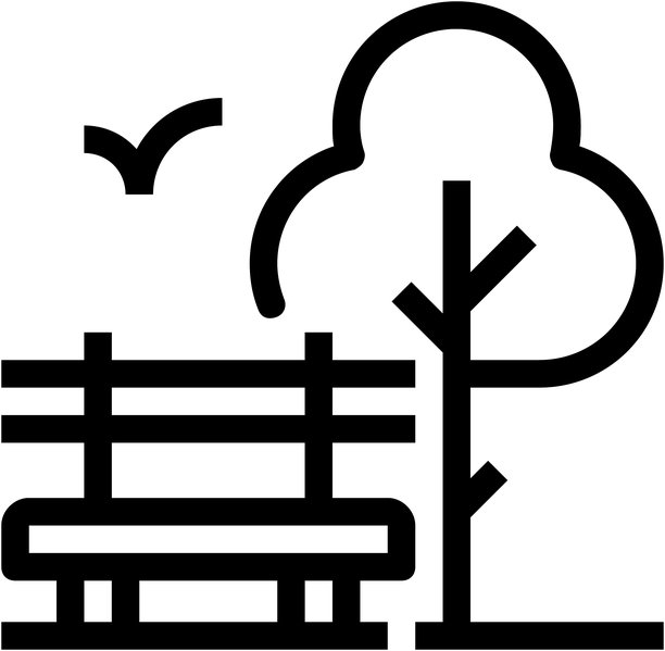 现代公园区域扁平化线条矢量插画图标设计理念。移动和网页图形图标。扁平符号，Logo创意理念。简洁干净的扁平化象形图。图片下载