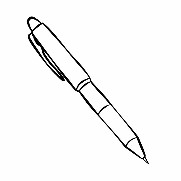 白底孤立的钢笔插画图片下载