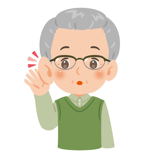 老年男子捂住耳朵倾听，上半身插画图片下载