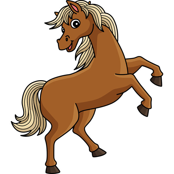 赛马跳跃卡通彩色剪贴画插画图片下载