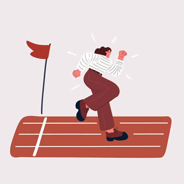 矢量插画，一位充满竞争精神和决心的女性正在奔跑图片下载