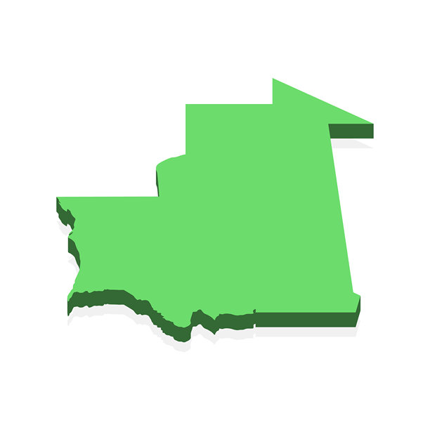 毛里塔尼亚 3D 地图矢量素材设计模板。图片下载