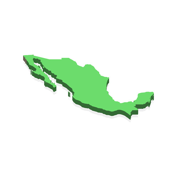 墨西哥三维地图矢量素材设计模板。图片下载