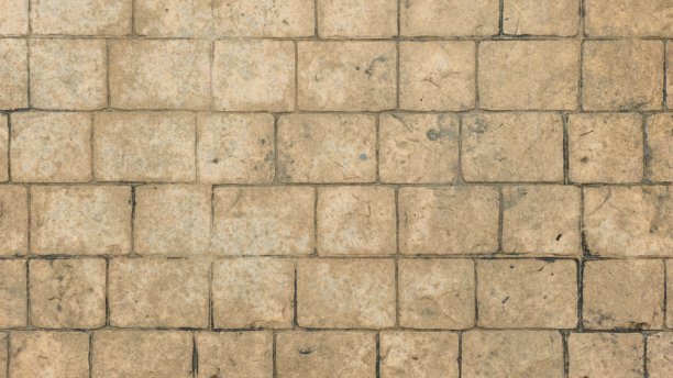 带有污渍和划痕的棕色旧砖地砖地板，走道、人行道、花园小径、背景和纹理图片。图片下载