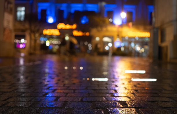 雨天城市景观模糊照片图片下载