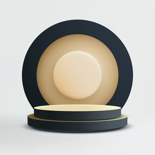 奢华产品展示 优雅的黑金底座模型平台展示 3D 场景 化妆品包装展示 品牌摄影与商业广告图片下载