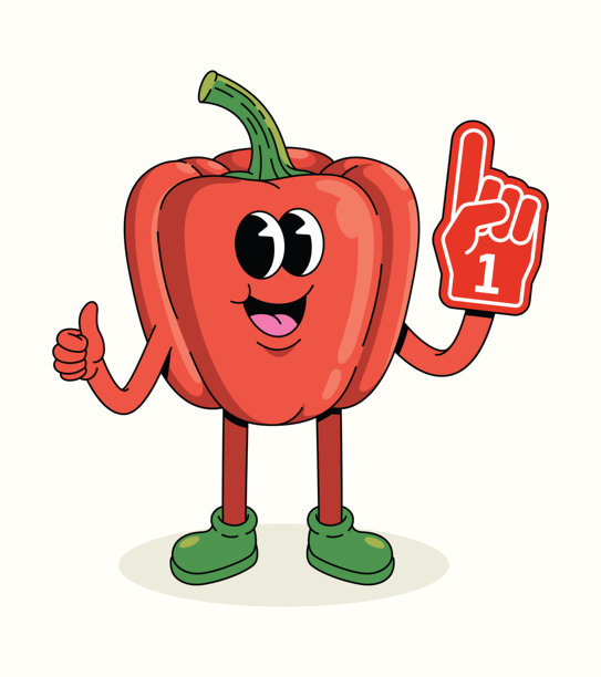 甜椒泡沫手卡通插画图片下载