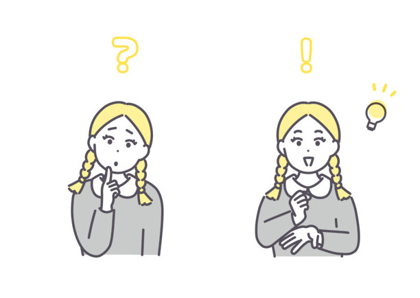 小学生女孩插画集。思考。灵感。矢量图示量化。图片下载