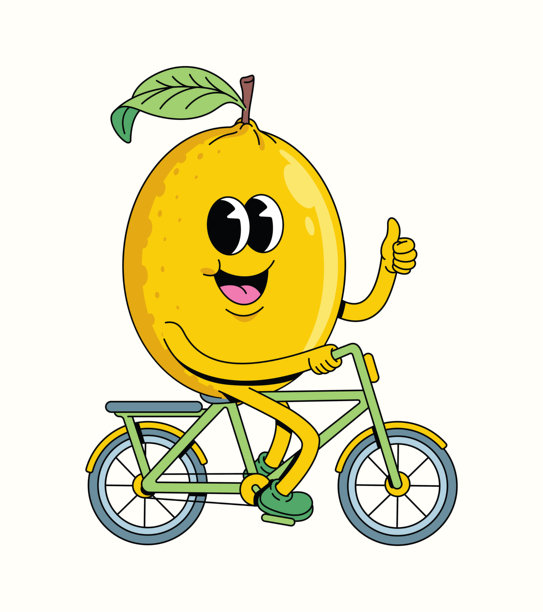 柠檬自行车卡通人物 动感插画图片下载