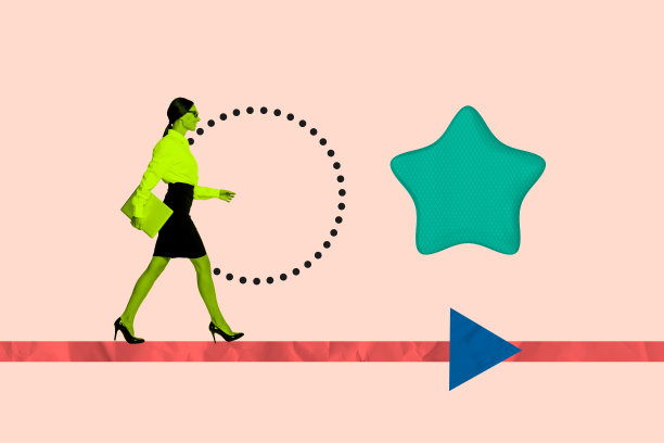 女商人的海报潮流拼贴艺术照片，庆祝职业晋升、最佳成就、目标达成和进步图片下载