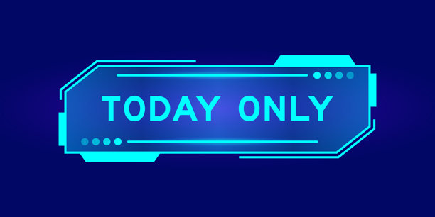 未来感的用户界面横幅，在蓝色背景的用户界面屏幕上显示“仅限今日”字样图片下载
