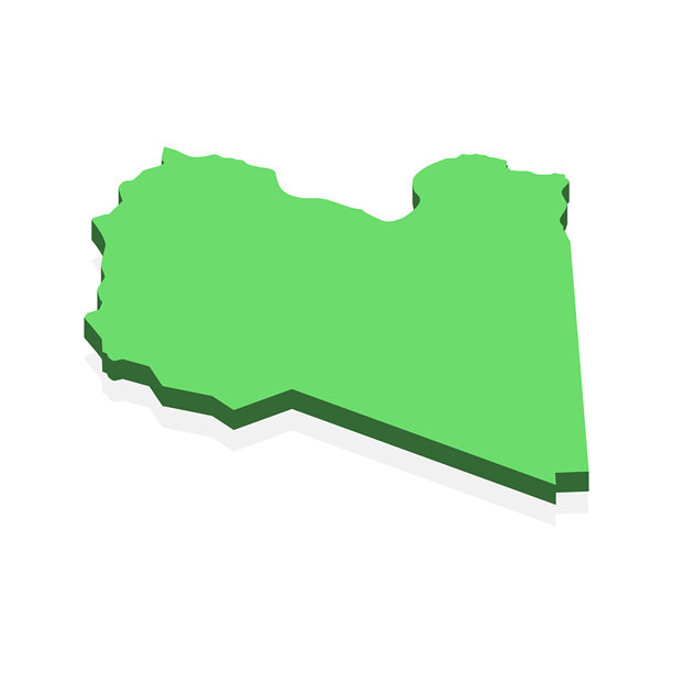 利比亚三维地图矢量素材设计模板。图片下载