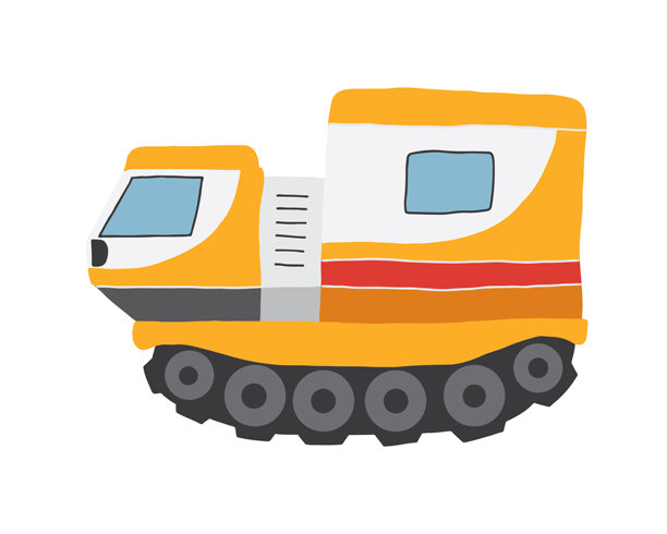 可爱的卡通雪地卡车。北极，极地站点运输图像图标。矢量插画。图片下载