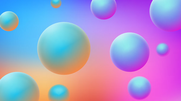 3D渐变球体抽象背景设计，带有模糊效果，矢量插画图片下载