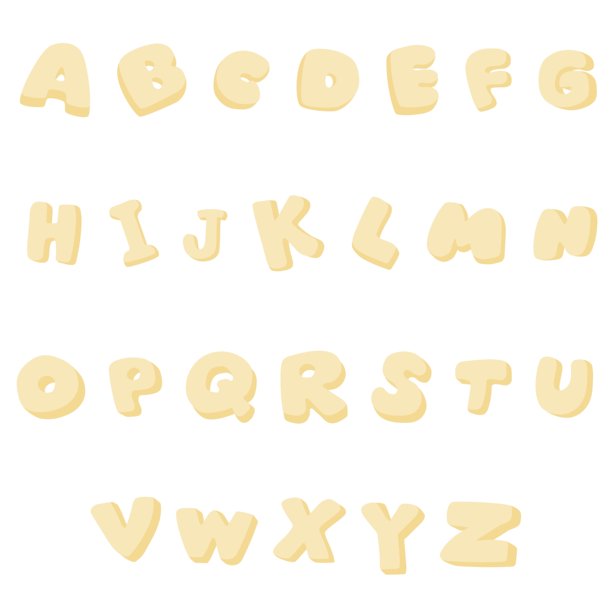 可爱的字母意面插画图片下载
